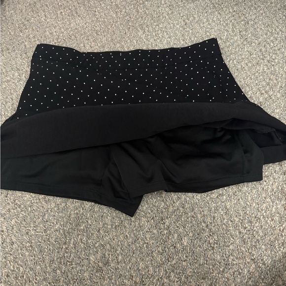 Black A-Line Mini Skirt with Slit - Picture 2 of 3